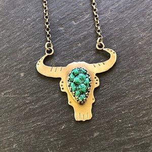 Longhorn pendant with beaded chain